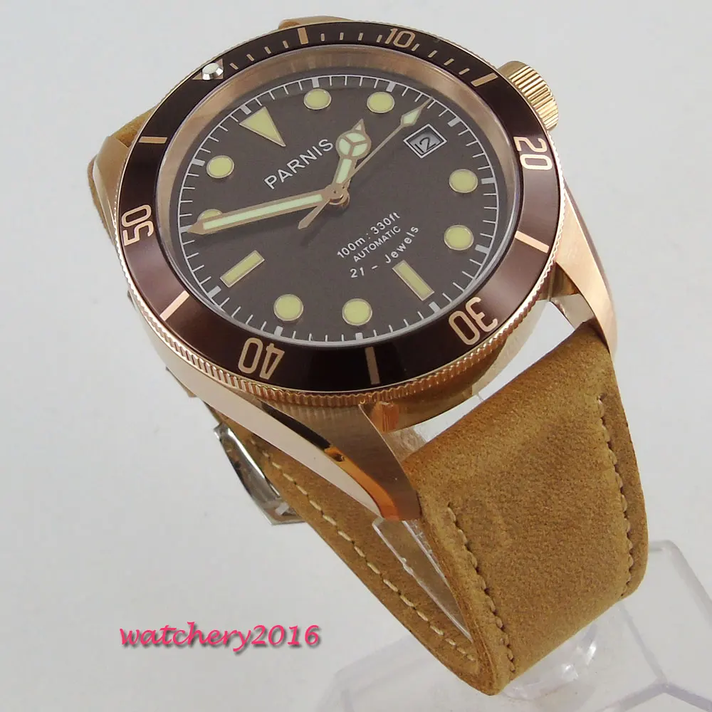 41mm parnis Brown Dial Sapphire Crystal 2019 New Fashion Luminous Marks 21 jewels Miyota Automatic Mechanical men's Watch
41mm parnis Brown Dial Sapphire Crystal 2019 New Fashion Luminous Marks 21 jewels Miyota Automatic Mechanical men's Watch