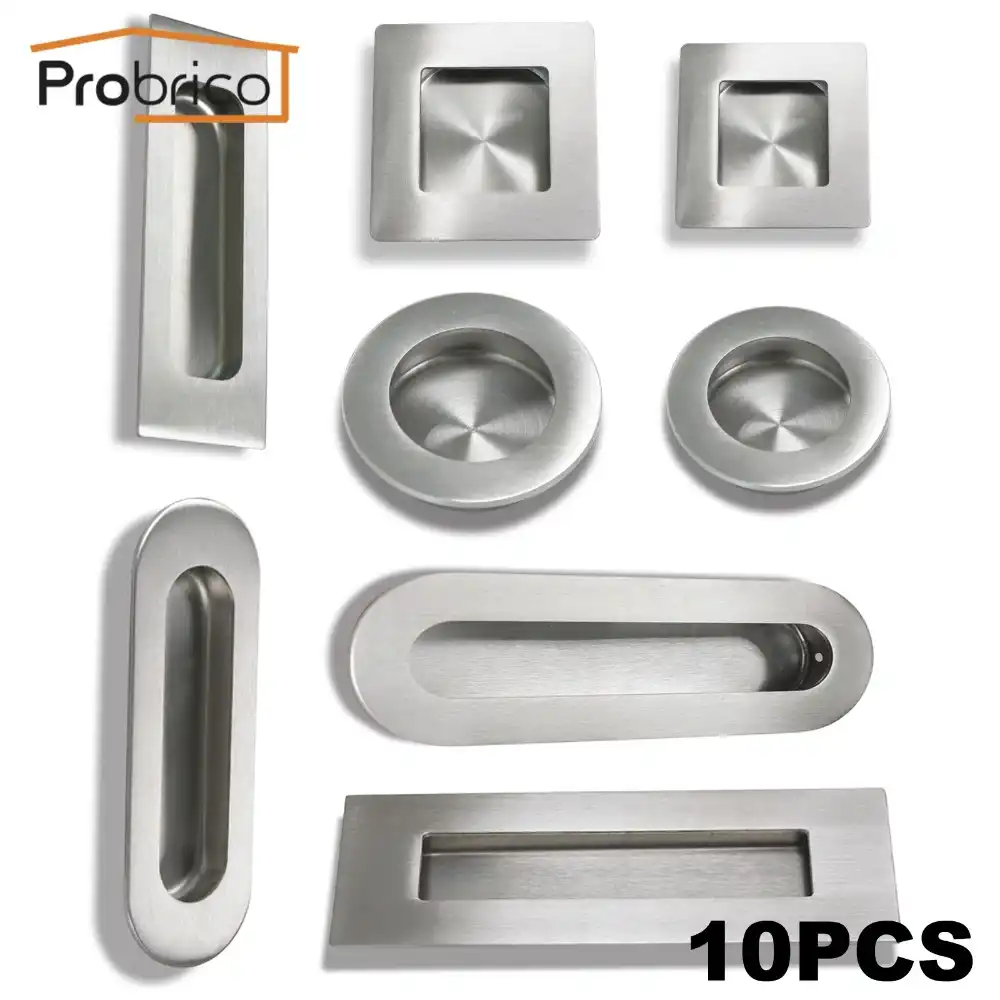 Probrico 10pcs Recessed Kitchen Cabinet Door Handle Stainless