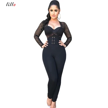2019 spring and summer new fashion party jumpsuit sexy tight V-neck mesh stitching large size waist perspective jumpsuit
2019 spring and summer new fashion party jumpsuit sexy tight V-neck mesh stitching large size waist perspective jumpsuit