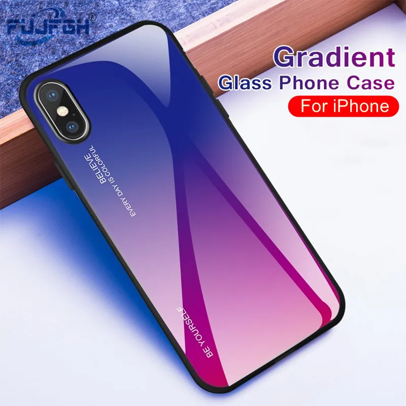 Colorful Gradient Tempered Glass Phone Case For iPhone X XS XR MAX Blue Ray Back Cover Shell For iPhone 7 8 Plus 6 6S Coque Capa
Colorful Gradient Tempered Glass Phone Case For iPhone X XS XR MAX Blue Ray Back Cover Shell For iPhone 7 8 Plus 6 6S Coque Capa