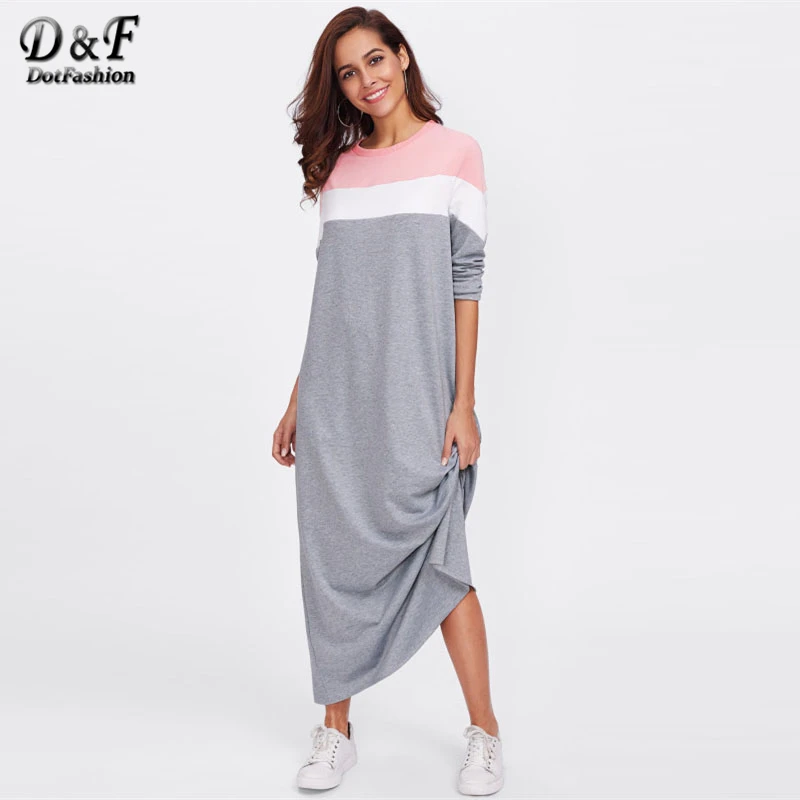 Dotfashion Cut And Sew Sweatshirt Dress Multicolor Round Neck Shift Autumn Women Dress 2019 Long Sleeve Dress
Dotfashion Cut And Sew Sweatshirt Dress Multicolor Round Neck Shift Autumn Women Dress 2019 Long Sleeve Dress
