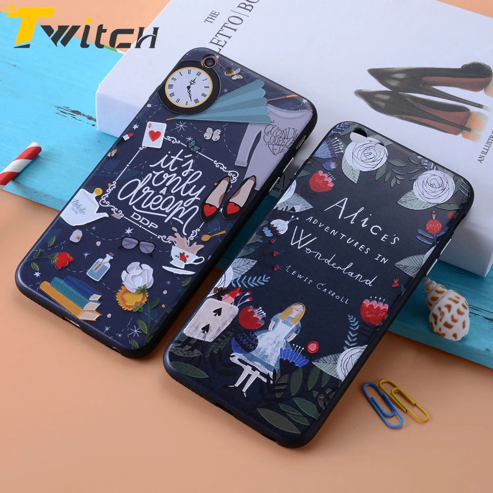 Twitch For iphone 6 6s plus Lovely Cute Cartoon Alice Dream Phone Case Hard Cover Soft Frame for Coque |