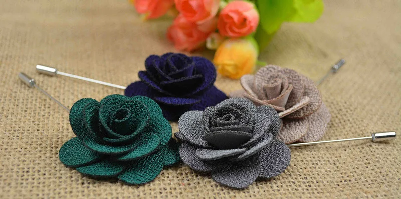 Brooch Flower Lapel Pin 18 Colors Women Men Fabric Rose Brooches Dress Accessories Wedding Party Formal Tuxedo Lapel Flower 13