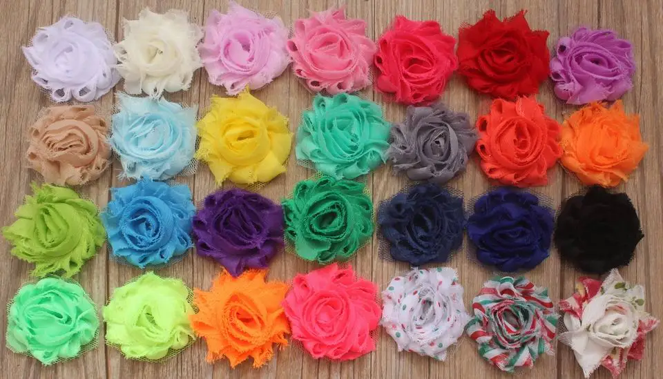 

30y 1.5" Mini Shabby Chiffon Rose Flower for Girls Headbands,Shabby Hair Clip Flowers,Girl Headband Flowers,Chiffon Flower