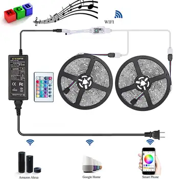 5M / 10M 5050 RGB WIFI LED Strip light Waterproof Remote Phone WIFI Wireless / Voice Control Work with Amazon Alexa Google Home
5M / 10M 5050 RGB WIFI LED Strip light Waterproof Remote Phone WIFI Wireless / Voice Control Work with Amazon Alexa Google Home