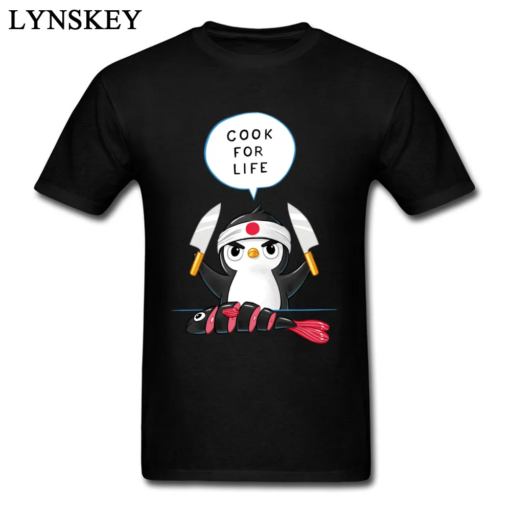 100% Cotton Tops T Shirt Penguin Chef for Men Normal T Shirts Casual 2017 Hot Sale Round Collar Short Sleeve Sweatshirts Penguin Chef black