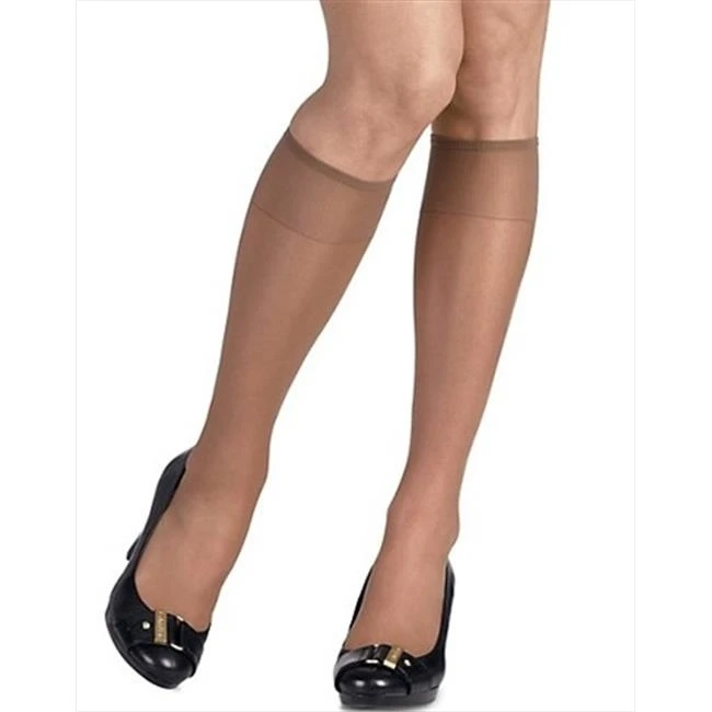 Hanes 725 Womens Silk Reflections Silky Sheer Knee Highs - 2 Pack One Size - Barely There Skintone