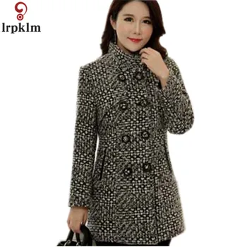2018 Winter Long Plaid Wool Coat Women 3XL Cotton Padded Thick Woollen Coats For Female Wool Jacket Double Breasted CH427
2018 Winter Long Plaid Wool Coat Women 3XL Cotton Padded Thick Woollen Coats For Female Wool Jacket Double Breasted CH427