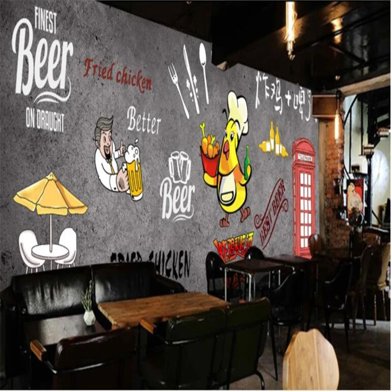 beibehang Large custom wallpaper hand painted fried chicken beer wallpaper Korean barbecue background wall wallpaper 
beibehang Large custom wallpaper hand painted fried chicken beer wallpaper Korean barbecue background wall wallpaper