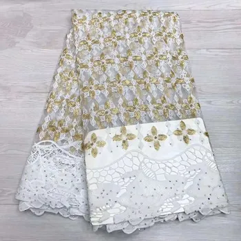 HFX Nigeria High Quality African Tulle Net Lace Fabric Gold/White Guipure Embroidered Mesh Lace Fabric with Beads/Stones X1317-3
HFX Nigeria High Quality African Tulle Net Lace Fabric Gold/White Guipure Embroidered Mesh Lace Fabric with Beads/Stones X1317-3