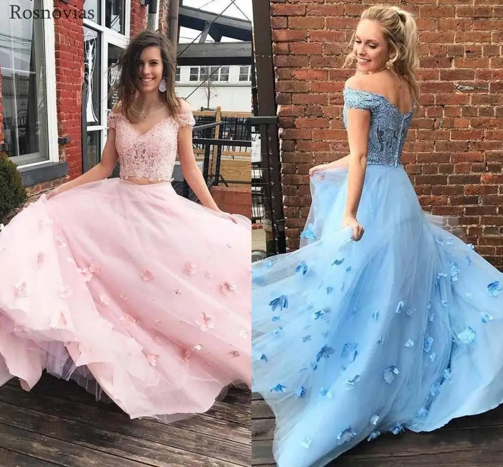 Off Shoulder Prom Dresses 2019 Two Pieces Dress Sweep Train 3D Floral Appliques Beaded Evening Party Dresses Formal Gowns
Off Shoulder Prom Dresses 2019 Two Pieces Dress Sweep Train 3D Floral Appliques Beaded Evening Party Dresses Formal Gowns