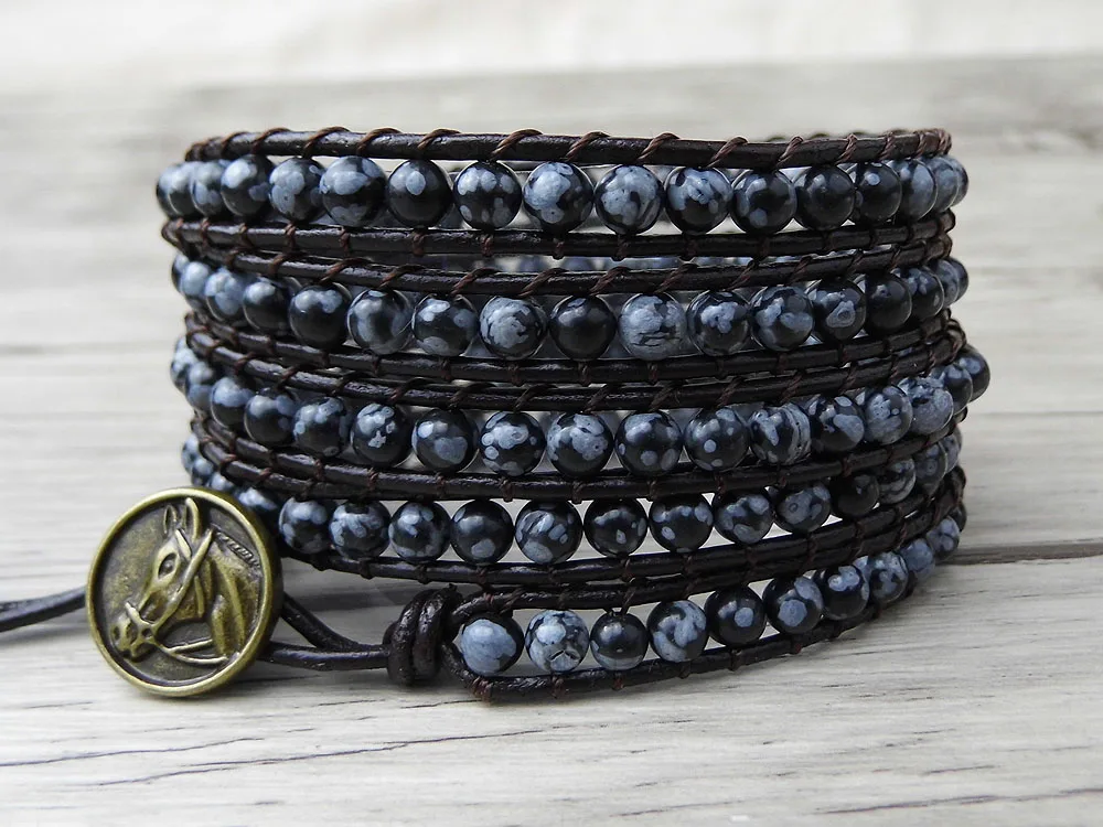 Leather Wrap Bracelet Boho Wrap Bracelet 5 rows Yoga Beads Bracelet black Snowflake Natural Stone friendship gift
Leather Wrap Bracelet Boho Wrap Bracelet 5 rows Yoga Beads Bracelet black Snowflake Natural Stone friendship gift