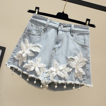 embroidery flower women shorts beaded solid white blue denim tassel short wide leg all match lady female shorts top quality
embroidery flower women shorts beaded solid white blue denim tassel short wide leg all match lady female shorts top quality