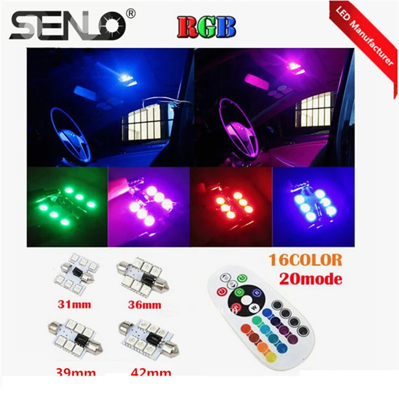 LED Interior Car Light Multi Colors Changing By Controller RGB t10 c5w c3w c10w 36MM 39MM 42MM Auto Festoon LED Lights 6smd 5050
LED Interior Car Light Multi Colors Changing By Controller RGB t10 c5w c3w c10w 36MM 39MM 42MM Auto Festoon LED Lights 6smd 5050