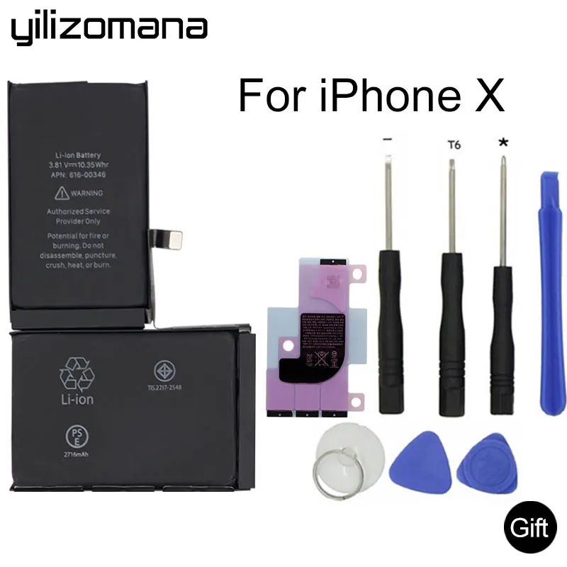 YILIZOMANA Phone Battery For Apple iPhone X 2716mAh Mobile Phone Replacement Li-ion Battery Free Repair Tools Retail Package
YILIZOMANA Phone Battery For Apple iPhone X 2716mAh Mobile Phone Replacement Li-ion Battery Free Repair Tools Retail Package