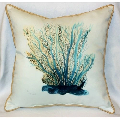 Betsy Drake HJ703 Blue Coral Art Only Pillow 18"x18" (1)