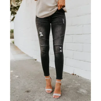 Women Jeans Hole Pleated Pencil Pants Slim Fit Cotton Casual Street Black Female Clothing
Women Jeans Hole Pleated Pencil Pants Slim Fit Cotton Casual Street Black Female Clothing