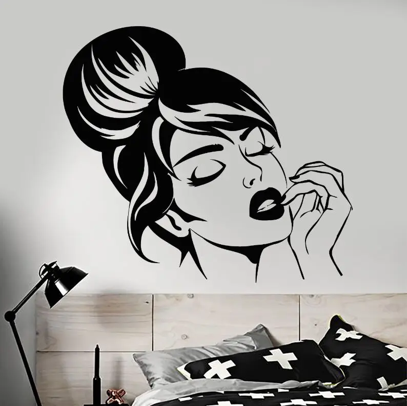 Wall Stickers Beauty Salon Face Girl Make Up Bedroom Art Decals Vinyl Home Room