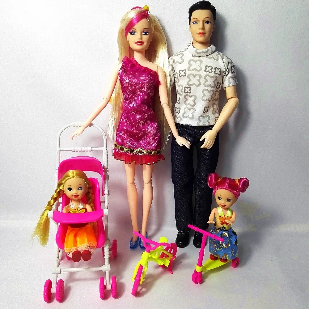 Fashion Doll Girls Toys Family 4 People Dolls Suits 1Mom/1Dad/2 Little Kelly Girl/1scooter/1 Baby Carriage for barbie Gift
Fashion Doll Girls Toys Family 4 People Dolls Suits 1Mom/1Dad/2 Little Kelly Girl/1scooter/1 Baby Carriage for barbie Gift