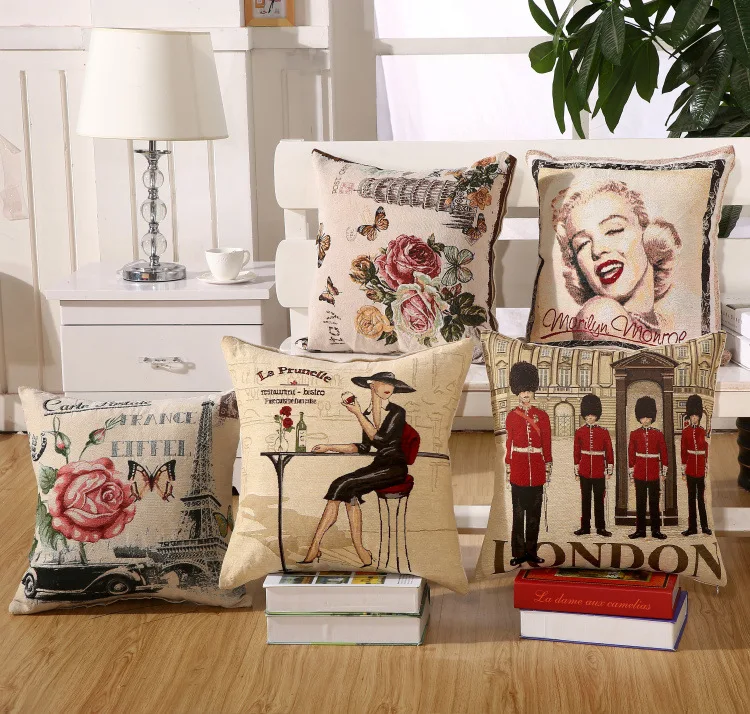 Лондон Винтаж home decor хлопок белье Наволочка диван талии Бросок Подушка YW12 | Дом и