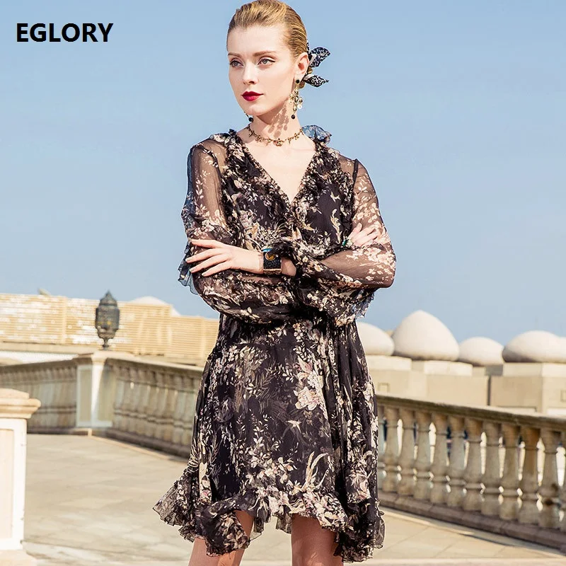 100%Silk Dress Top Quality New Designer Clothing Women V-Neck Ruffles Vintage Print Long Sleeve Sexy Casual Beach Dress Summer
100%Silk Dress Top Quality New Designer Clothing Women V-Neck Ruffles Vintage Print Long Sleeve Sexy Casual Beach Dress Summer