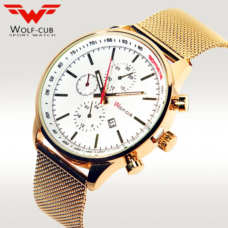 WOLF-CUB Men 30Bar Waterproof Quartz Clock Mens Watches All Black Casual Mesh Belt Watch Date Stainless Steel Mesh Strap Dial
WOLF-CUB Men 30Bar Waterproof Quartz Clock Mens Watches All Black Casual Mesh Belt Watch Date Stainless Steel Mesh Strap Dial