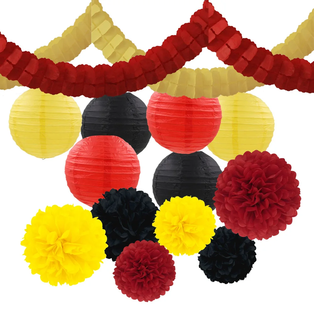 Mickey Mouse Party Decoration Kit,14PCS Red, Yellow, Black, Mixed Tissue Paper Pom Pom + Streamers Garland + Paper Lantern
Mickey Mouse Party Decoration Kit,14PCS Red, Yellow, Black, Mixed Tissue Paper Pom Pom + Streamers Garland + Paper Lantern