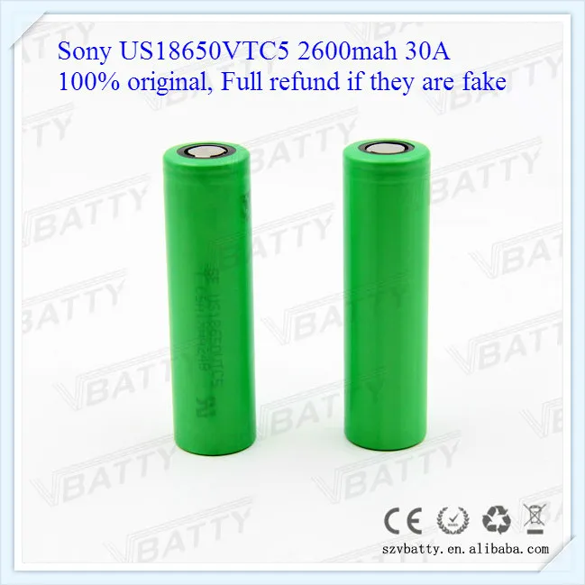 100% original for Sony US18650VTC5 vtc5 2600mah 30a 18650 battery rechargeable 3.7v for power tools,ecigs(1 PC)
100% original for Sony US18650VTC5 vtc5 2600mah 30a 18650 battery rechargeable 3.7v for power tools,ecigs(1 PC)