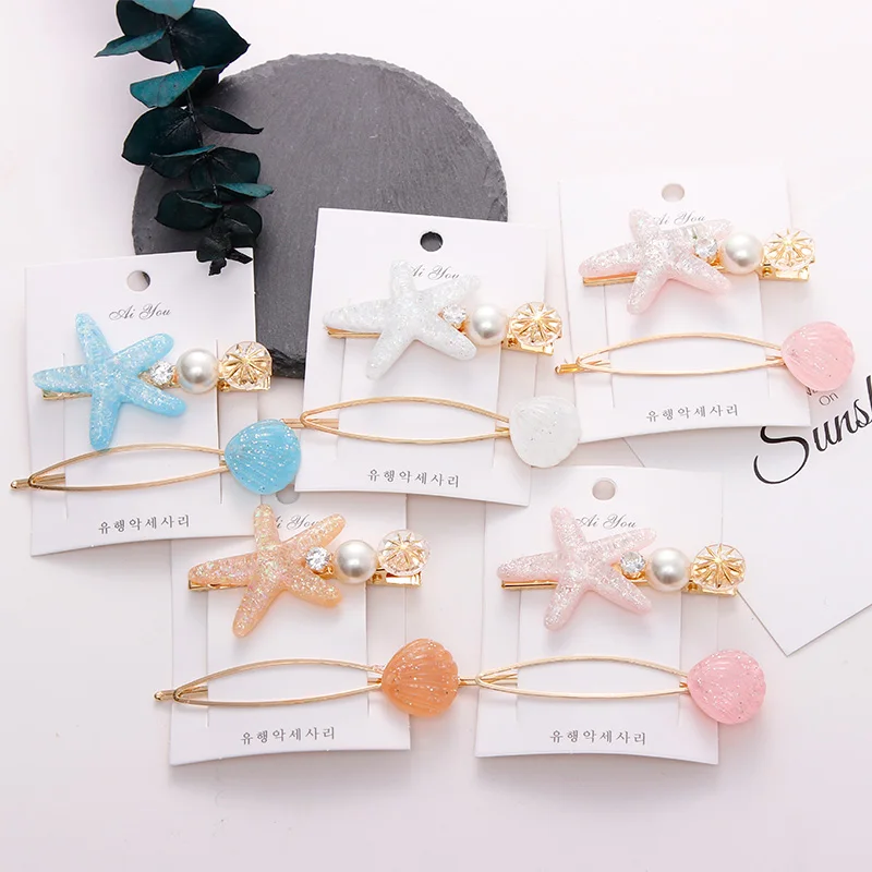 2PCS/Set New Sweet Acrylic Starfish Shell Pearl Hair Clips For Women Girls Lovely Headband Hairpins Barrettes Hair Accessories
2PCS/Set New Sweet Acrylic Starfish Shell Pearl Hair Clips For Women Girls Lovely Headband Hairpins Barrettes Hair Accessories