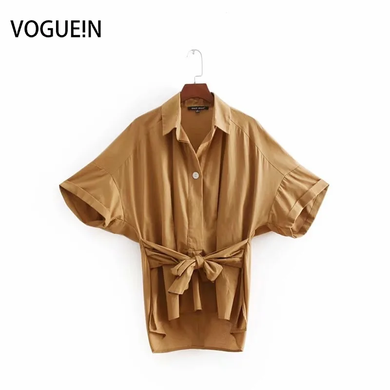 VOGUEIN New Womens Summer Khaki Loose Short Sleeve Bow Belt Blouse Shirt Tops Wholesale
VOGUEIN New Womens Summer Khaki Loose Short Sleeve Bow Belt Blouse Shirt Tops Wholesale