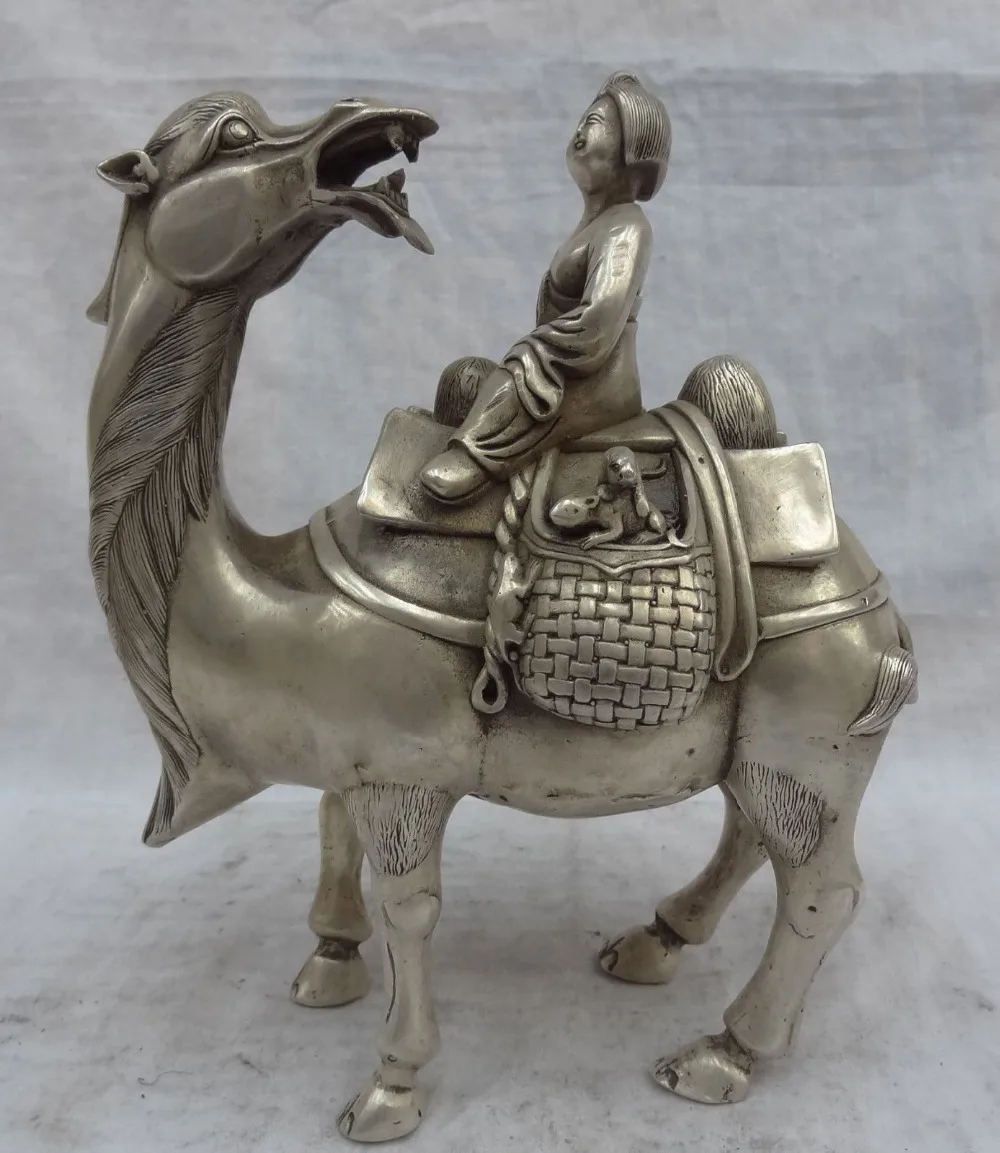 9 Folk Chinese Silver Wealth Lady Belle Beauty Ride Camel Camal Statue Sculpture
9 Folk Chinese Silver Wealth Lady Belle Beauty Ride Camel Camal Statue Sculpture