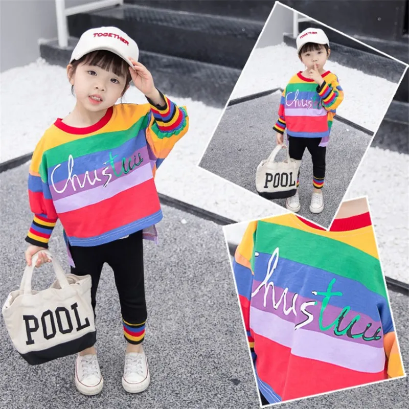Baby Girls Clothing Sets Children's long sleeve suit Spring Infant Cotton Rainbow T Shirt+Pants Children Kids Casual Suits
Baby Girls Clothing Sets Children's long sleeve suit Spring Infant Cotton Rainbow T Shirt+Pants Children Kids Casual Suits