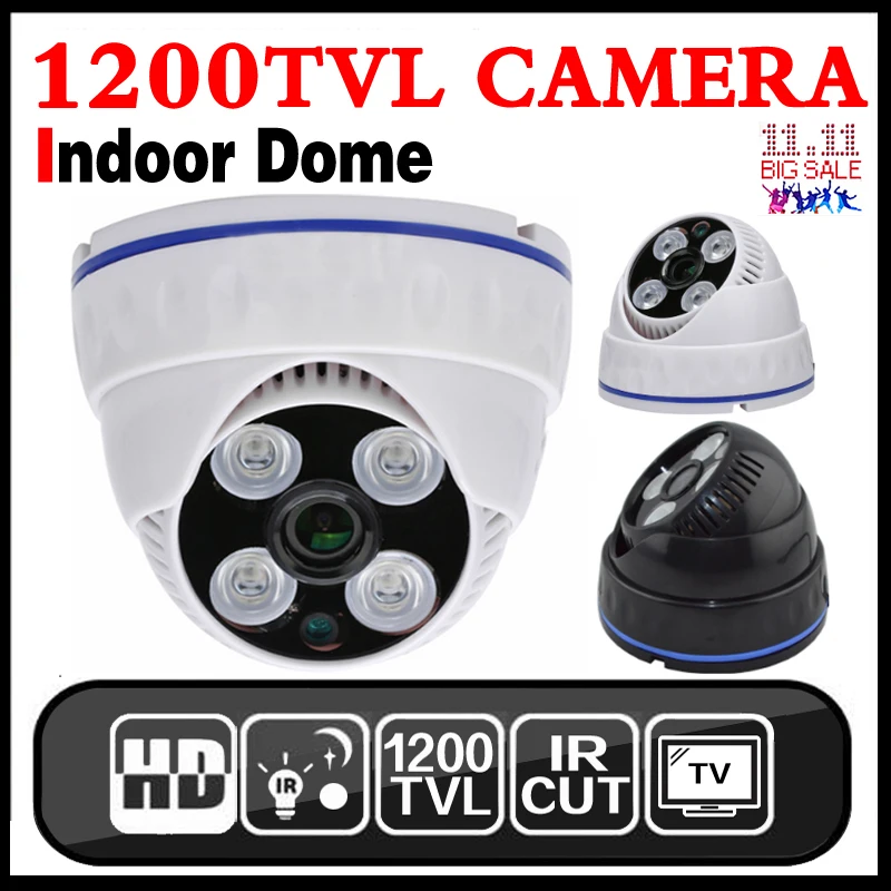 

H.264 CMOS 1200TVL PAL NTSC Security Cameras 3.6MM Security Surveillance Indoor CCTV BNC Wired Dome Camera Analog CCTV Camera