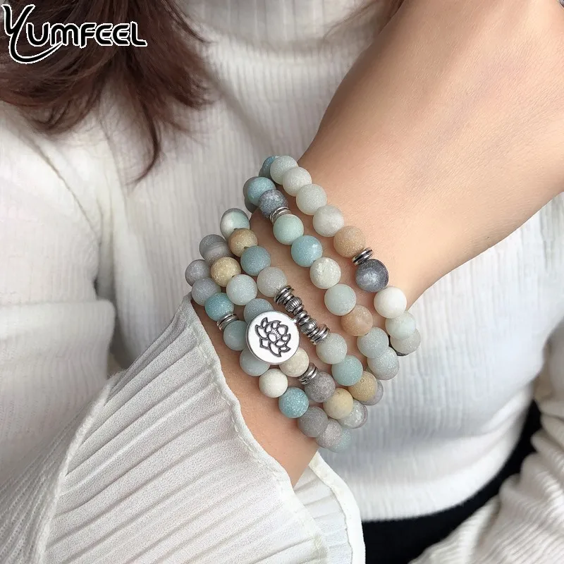 Yumfeel Natural Stone Bracelet 108 Mala Yoga Matte Amazonite Stone OM Lotus Flower Buddha Bracelet & Necklace Stone Jewelry
Yumfeel Natural Stone Bracelet 108 Mala Yoga Matte Amazonite Stone OM Lotus Flower Buddha Bracelet & Necklace Stone Jewelry