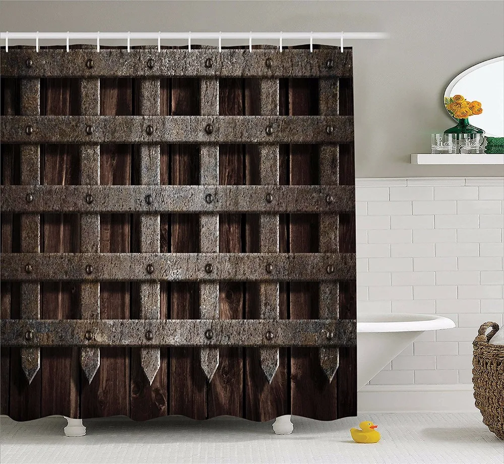 Medieval Decor Collection, Medieval Wooden Castle Wall Metal Gate Greek Mid-century Design Art Print, Polyester Fabric Bathroom
Medieval Decor Collection, Medieval Wooden Castle Wall Metal Gate Greek Mid-century Design Art Print, Polyester Fabric Bathroom