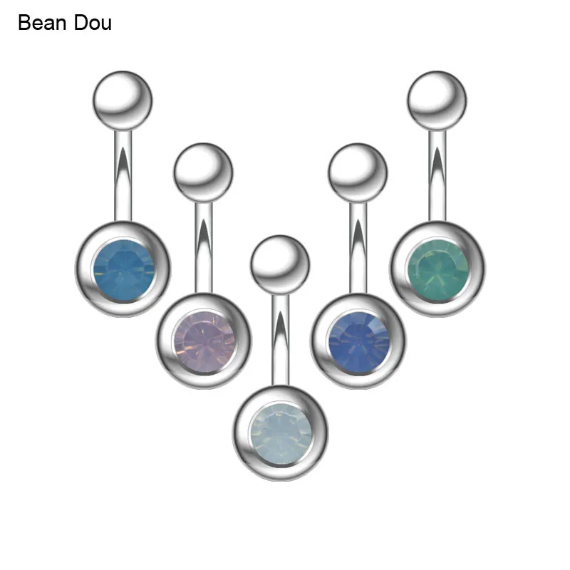 Fashion Lovely Belly Button Rings Navel Piercing Women Jewelry Stainless Steel Jelly Color Crystal 1.6mmx10mm Barbell Ombligo1