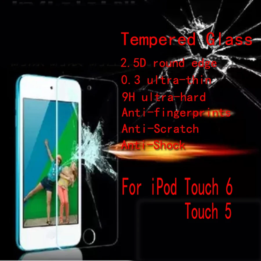 

Tempered Glass Screen Protector For Apple iPod Touch 5 / Touch 6 2.5D Ultra Thin 9H Tempered Glass With Retail Package