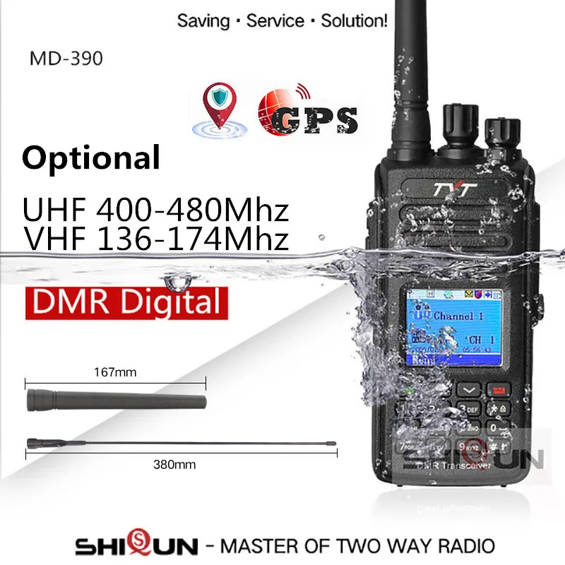 Hot DMR TYT MD-390 DMR Radio with GPS Waterproof IP67 Walkie Talkie MD 390 Digital Radio MD-UV390 Dual Band VHF UHF DMR Baofeng
Hot DMR TYT MD-390 DMR Radio with GPS Waterproof IP67 Walkie Talkie MD 390 Digital Radio MD-UV390 Dual Band VHF UHF DMR Baofeng