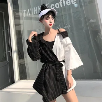 New blusa feminina personality off shoulder top striped irregular BlouseTops loose three-quarter sleeve Women's shirt collarC138
New blusa feminina personality off shoulder top striped irregular BlouseTops loose three-quarter sleeve Women's shirt collarC138