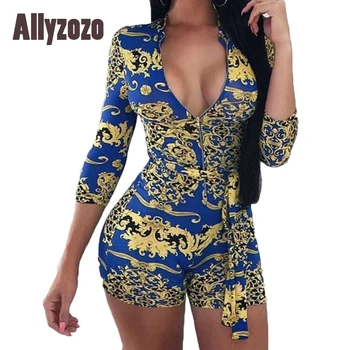 Allyzozo Women Spring Summer Sexy Deep Belt V neck Playsuits Long Sleeve Golden Print Bodysuits Jumpsuits
Allyzozo Women Spring Summer Sexy Deep Belt V neck Playsuits Long Sleeve Golden Print Bodysuits Jumpsuits