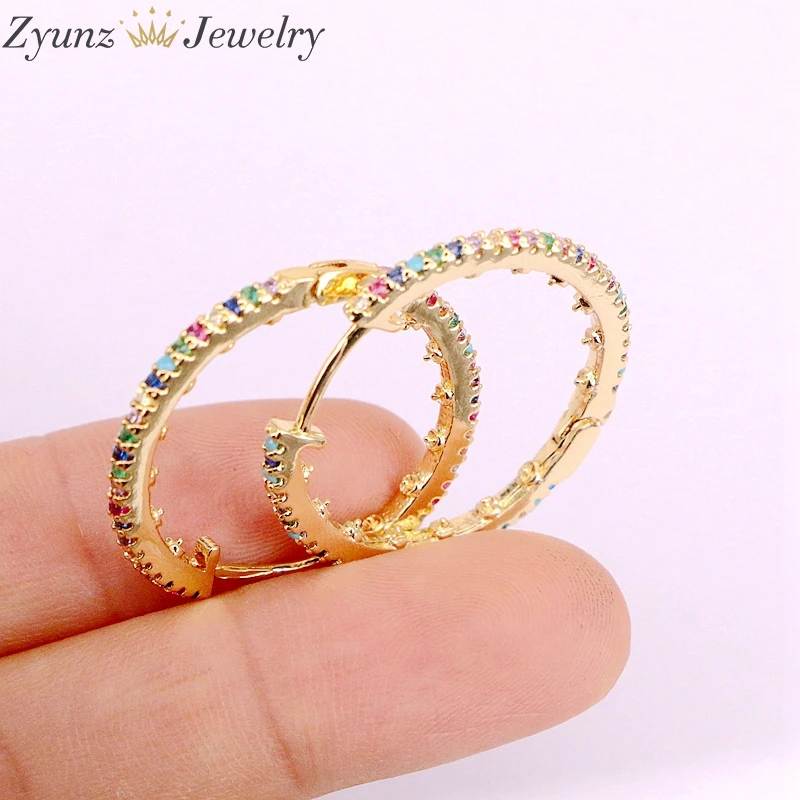 5Pairs, 27mm, Luxury circle earring hoops Brand earrings rainbow Zircon Gold hoop earring colorful cz earrings for women
5Pairs, 27mm, Luxury circle earring hoops Brand earrings rainbow Zircon Gold hoop earring colorful cz earrings for women