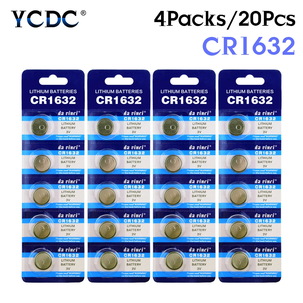 YCDC 20 Pieces 3V Watch Button CR1632 Li-ion Battery 1632 BR1632 ECR1632 KL1632 L1632 Remote Control Electronic Instrument Pila
YCDC 20 Pieces 3V Watch Button CR1632 Li-ion Battery 1632 BR1632 ECR1632 KL1632 L1632 Remote Control Electronic Instrument Pila