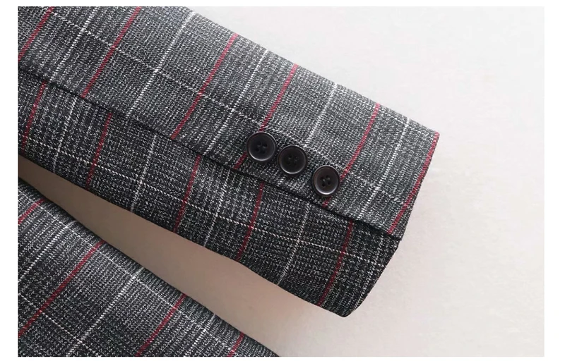 2018 Spring And Summer Women Suit New European Fashion Medium And Long Slim Fit Plaid Casual Blazer Small Suit For Women D8A159 (8)