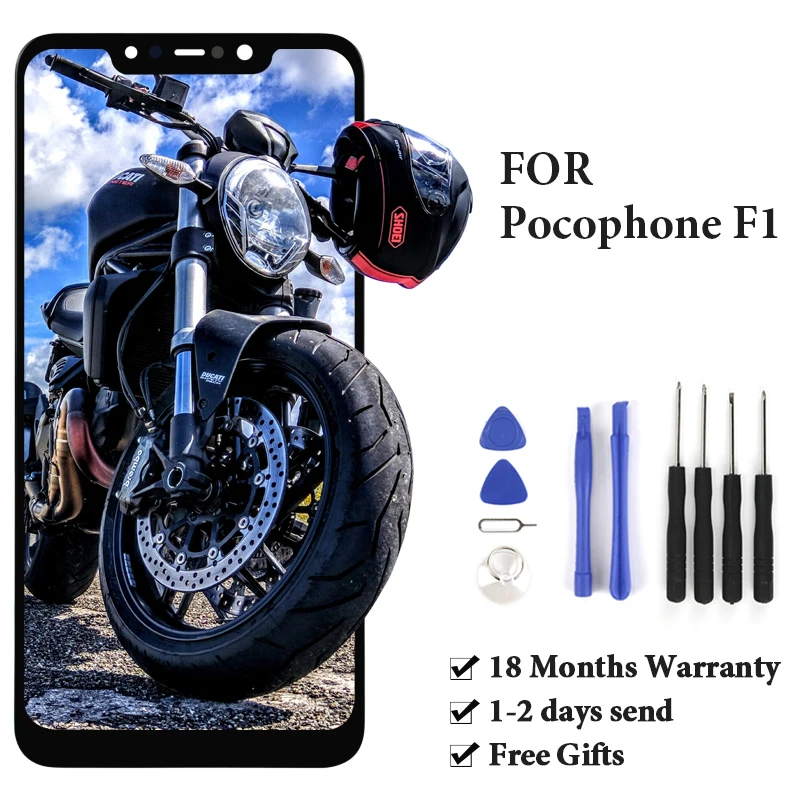 5.9'' No Dead Pixel Black Display For Xiaomi Mi Poco Pocophone F1 LCD Touch Screen Panel With Frame Digitizer Assembly With Tool
5.9'' No Dead Pixel Black Display For Xiaomi Mi Poco Pocophone F1 LCD Touch Screen Panel With Frame Digitizer Assembly With Tool