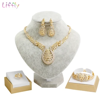 Liffly Bridal Jewelry Sets Necklace Earrings Fashion Dubai Gold Jewelry Sets for Women Nigerian Wedding Set Jewelry
Liffly Bridal Jewelry Sets Necklace Earrings Fashion Dubai Gold Jewelry Sets for Women Nigerian Wedding Set Jewelry