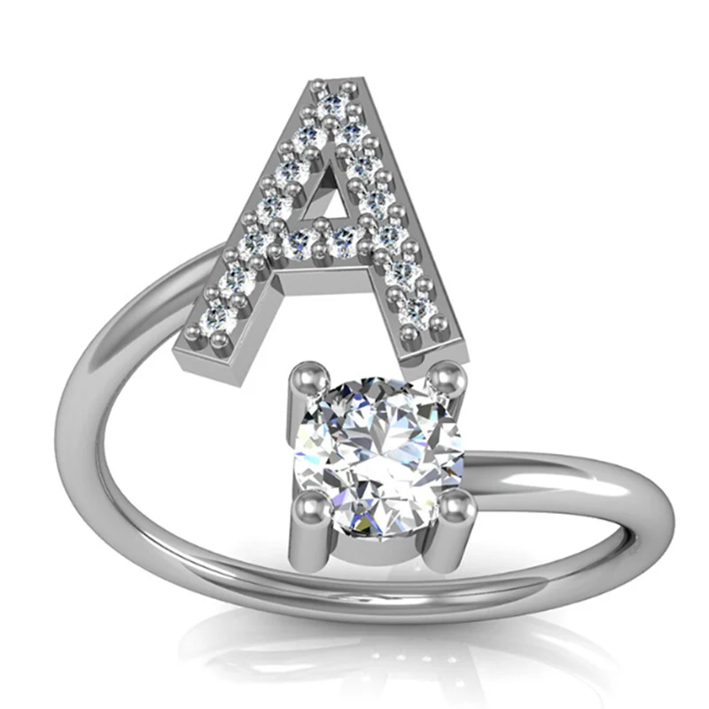 Fashion 26 Letters Silver Ring For Women Rhinestone Open Finger Rings Female Engagement Ring Jewelry Anel Party Gift
Fashion 26 Letters Silver Ring For Women Rhinestone Open Finger Rings Female Engagement Ring Jewelry Anel Party Gift