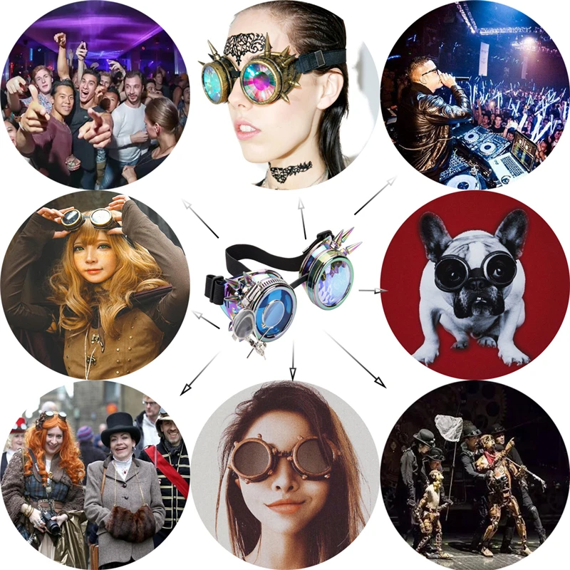 C.F.GOGGLE Different Color Lens Punk Goggles Rainbow EDM Glasses Unisex Rivet Steampunk Goggles Cosplay Vintage Gothic Eyewear
C.F.GOGGLE Different Color Lens Punk Goggles Rainbow EDM Glasses Unisex Rivet Steampunk Goggles Cosplay Vintage Gothic Eyewear