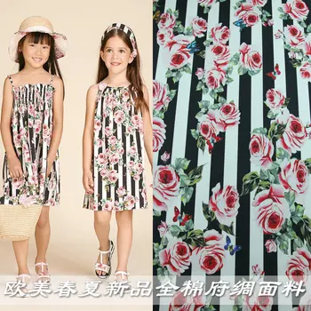 DG spring and summer new black and white stripes Butterfly Rose printed cotton poplin dress shirt cotton fabric
DG spring and summer new black and white stripes Butterfly Rose printed cotton poplin dress shirt cotton fabric