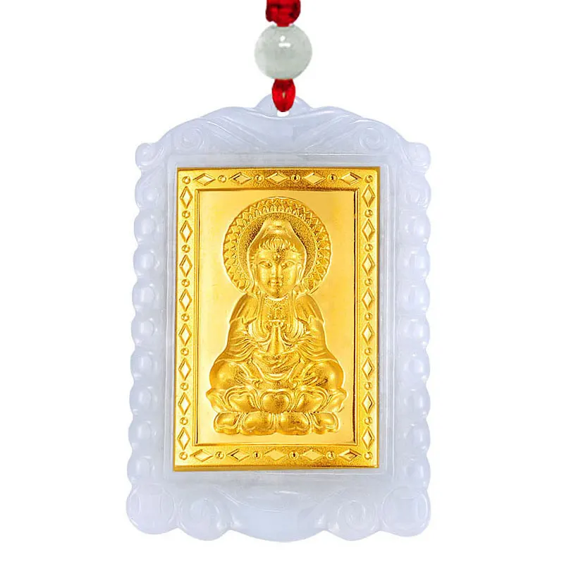 RADHORSE Gold inlaid jade Guanyin pendant natural Hetian white jade inlaid with jade character Guanyin Pendant
RADHORSE Gold inlaid jade Guanyin pendant natural Hetian white jade inlaid with jade character Guanyin Pendant