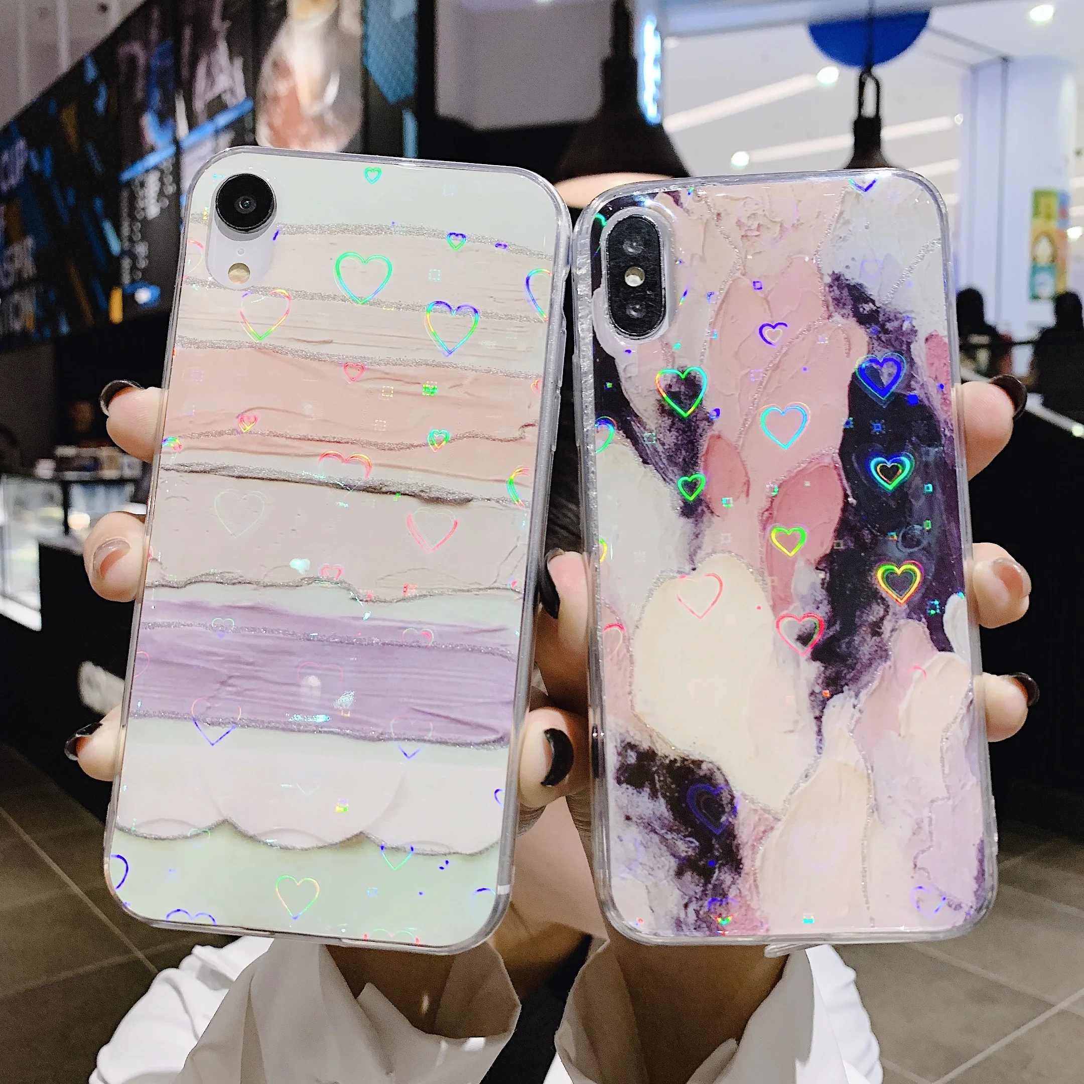 Gradient Rainbow Laser Love Heart Graffiti Glitter Case For iPhone X XS MAX XR 8 7 Plus 6 6s Plus Case Back Cover Fundas Shell
Gradient Rainbow Laser Love Heart Graffiti Glitter Case For iPhone X XS MAX XR 8 7 Plus 6 6s Plus Case Back Cover Fundas Shell
